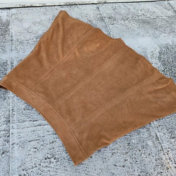 Loft Women Skirt Brown Faux Suede Type Fabric Knee Length Flippy Skirt Size 10 - Picture 6 of 10